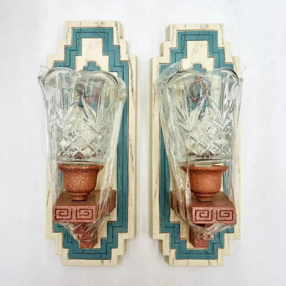 Vtg 7pc Burwood Aztec Mirror Shelf Southwest Home Interiors Wall Decor